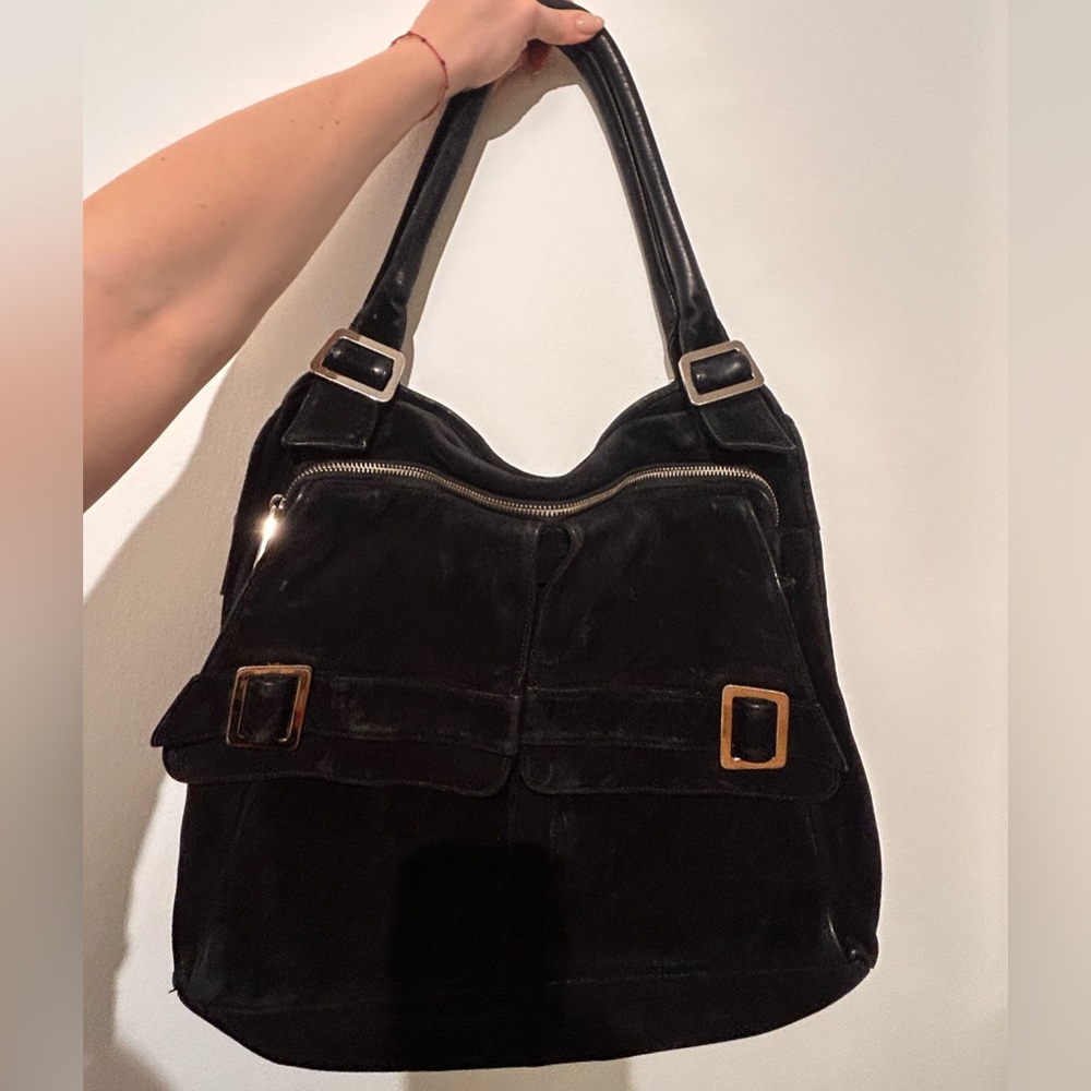 Black Suede KOOBA Tote Bag